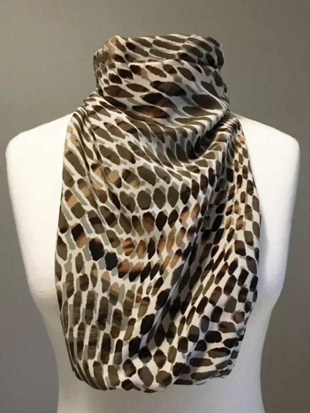 Vintage Danier Snake Print Dickey Scarf Fleece Lined Neck Warmer